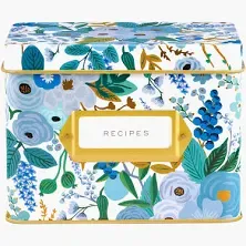 Rifle Paper Co. Citrus Floral Recipe Tin, Gold Metallic Interior, Gold-Framed