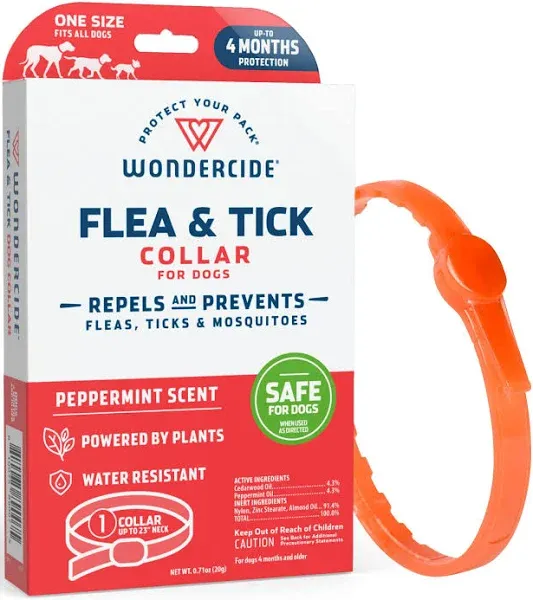 WONDERCIDE DOG COLLAR FLEA TICK + MOSQUITO - 4 MONTH COLLAR -  (1) Collar