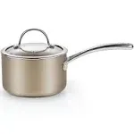 2-Quart Saucepan Hard Anodized Ceramic Nonstick with Glass Lid Classic Small ...