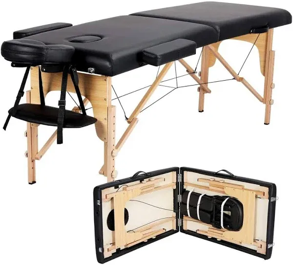 Yaheetech Massage Table Portable Lash Bed Spa Bed Massage Bed Foldable Spa Tables Adjustable 2 Fold with Non-Woven Bag 24 inch