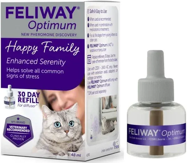 Feliway Classic 30 Day Refill Comforts Cats Helps Solve Behavioural Issues and Stress/Anxiety in The Home - 48ml Single 30 Day Refill Pack