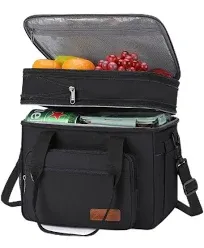 Maelstrom Lunch Bag Women,23L Insulated Lunch Box For Men Women,Expandable Double Deck Lunch Cooler Bag,Lightweight Leakproof Lunch Tote Bag With Side Tissue Pocket,Gray