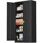 Black 72 in. H Metal Garage Storage Cabinet