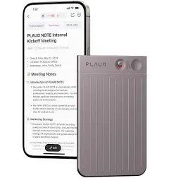 AI Voice Recorder, PLAUD Note Voice Recorder w/Case, App Control, Transcribe & Summarize Empowered by ChatGPT, Support 59 Languages, 64GB Memory, Audio Recorder for Lecture, Meeting, Call, Interview