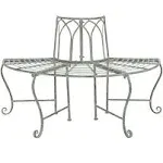 Safavieh Abia Wrought Iron 50 in. Outdoor Tree Bench Antique Green