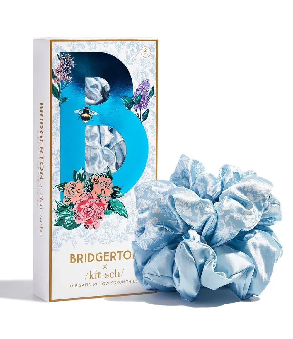 Kitsch x Bridgerton Satin Pillow Scrunchies / Toile De Blue