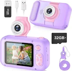 Kids Camera Toys for 3 4 5 6 7 8 9 10 11 12 Year Old Girls/Boys,Kids Digital Camera for Toddler,Christmas Birthday Festival Gifts for Kids,Video Selfie Camera for Kids with 32GB TF Card