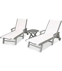 POLYWOOD Coastal 3-Piece Wheeled Chaise Set