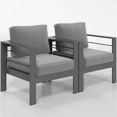 Latitude Run 2 Piece Patio Aluminum Chair Set of 2