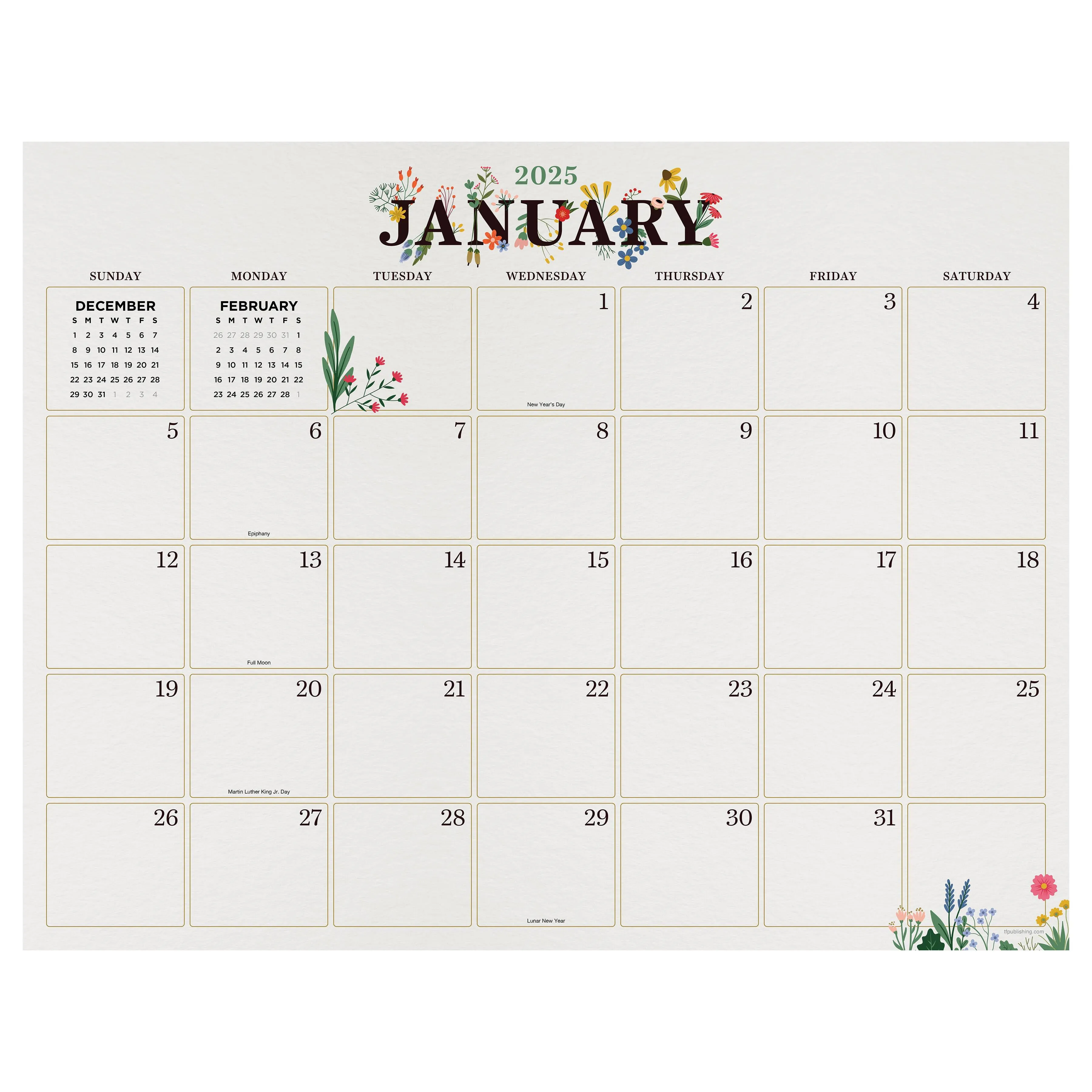 TF Publishing 2025 Landscapes Desk Pad Monthly Blotter Calendar