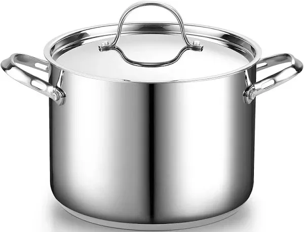 18/10 Stainless Steel Stockpot 8-Quart, Classic Deep Cooking Pot Canning Cookwar