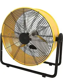 Simple Deluxe 20 inch Heavy Duty Metal Industrial Drum fan, 3 Speed Floor Fan for Warehouse, Workshop, Factory and Basement, Yellow