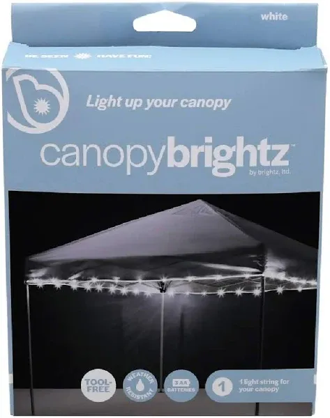 Canopy LED Light String for Outdoor Canopies, Battery Operated, White