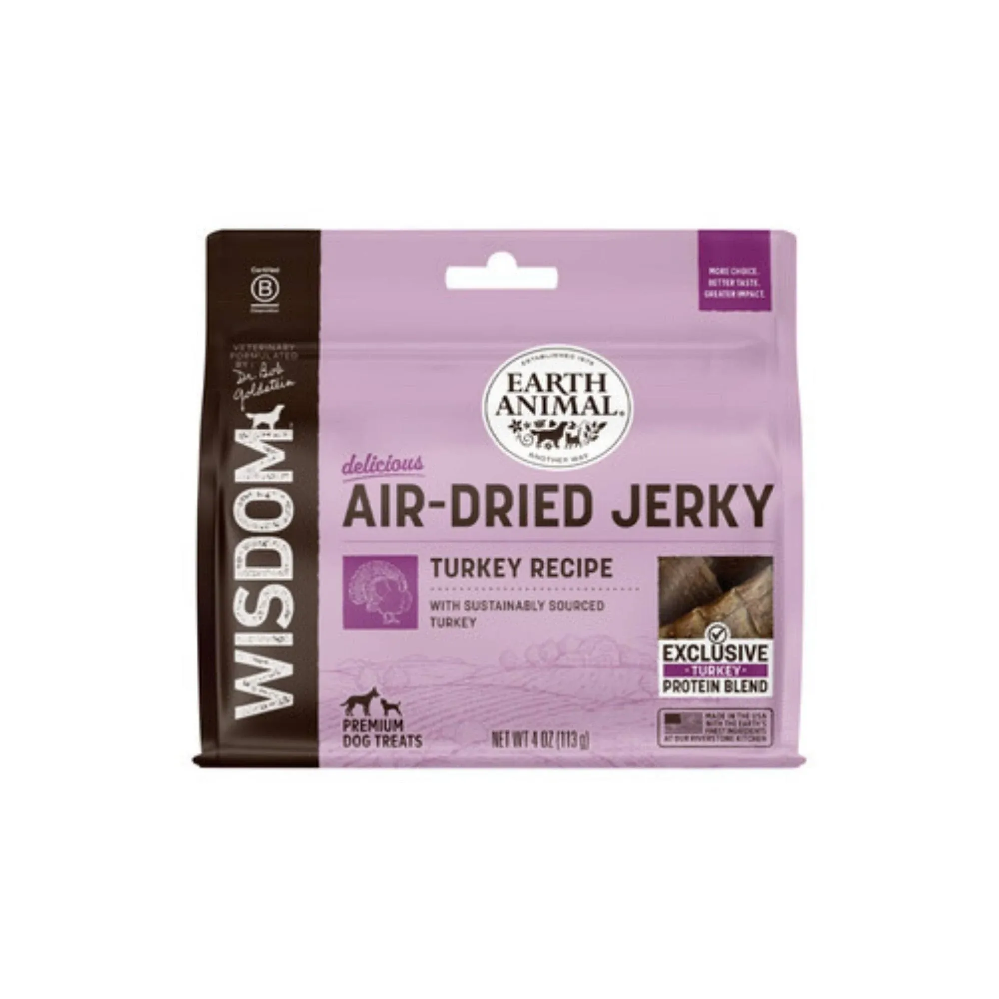 Earth Animal Dog Wisdom Air-Dried Jerky Turkey 4oz