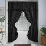 Stoneberry Home Ruffled Shower Curtain Set, Black