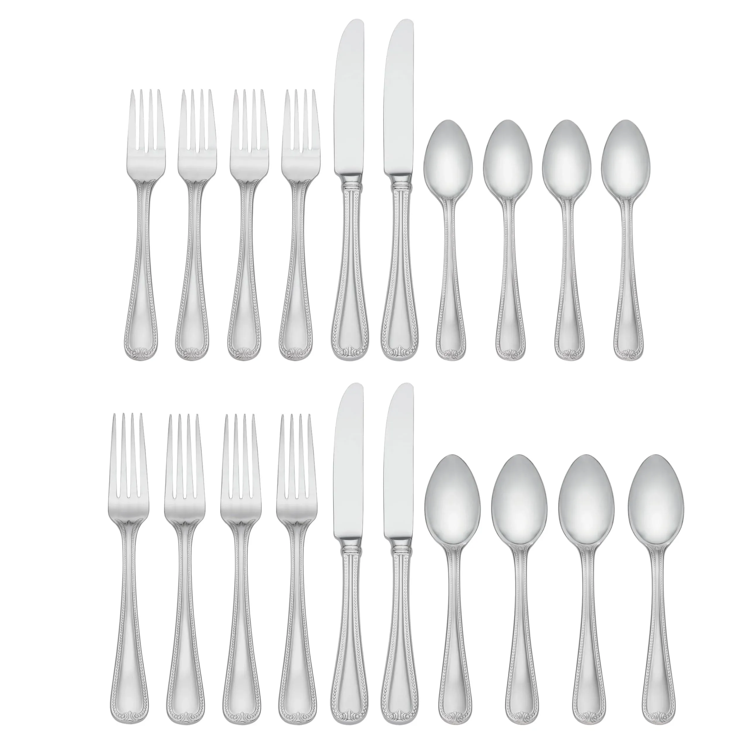 Vintage Jewel 20-Piece Flatware Set, 3.60 LB, Metallic