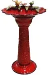 Benzara Alpine Red Metal Birdbath ALP-ORS112RD