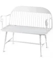 Metal Spindle Leg Farmhouse Bench - White