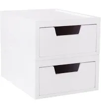 Martha Stewart Set of 2 Wooden Storage Boxes with Pullout Drawers - White