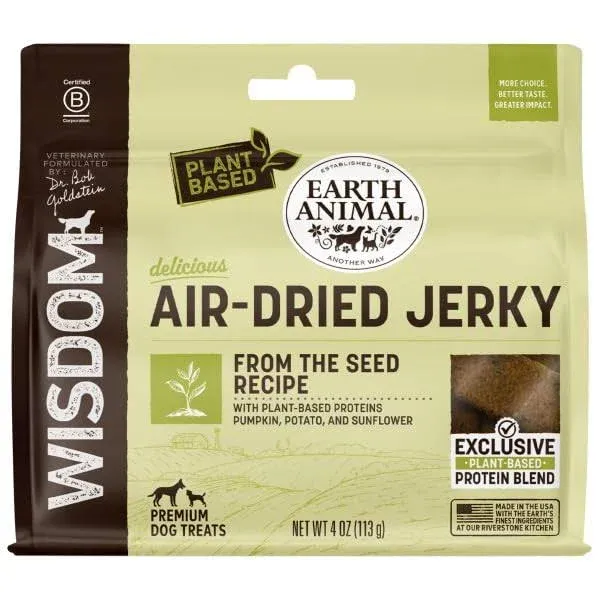 Earth Animal Wisdom Air-Dried Turkey Recipe Jerky Strips Dog Treats, 4 oz. Bag