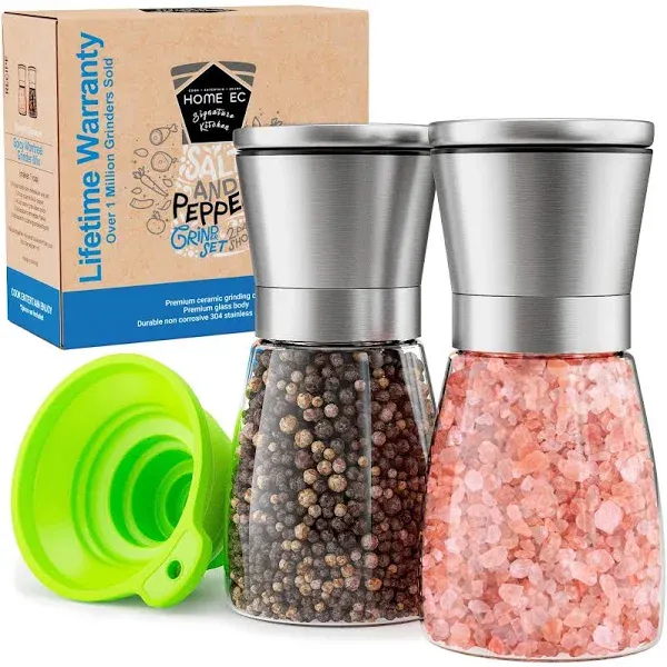 Home EC Premium Stainless Steel Sea Salt and Pepper Grinder Set