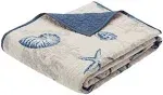 Madison Park Bayside Oversized Quilted Throw Blue