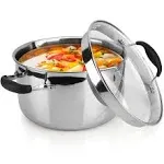 AVACRAFT Tri-Ply Stainless Steel Stockpot with Glass Strainer Lid (Tri-Ply Full Body, 6 qt)