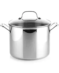 Cuisinart 76610-26G Chef's Classic 10-Quart Stockpot with Glass Cover,Brushed Stainless & 12-Quart Stockpot w/Lid, Chef's Classic Collection, Silver, 766-26AP1