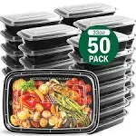 Meal Prep Containers, 50 Packs Plastic Food Storage Containers with Lids, 32oz Bento Box Reusable, to Go Containers Disposable, BPA Free