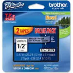 Brother TZe-1312PK Black On Clear 2 Pack