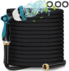 Garden Hose 100ft - Water Hose 100ft with 10 Function Hose Nozzle, Lightweight, Kink Free, Non-Expandable Fabric Garden Hose for Outdoor, Garden, Watering, Car Wash, Yard, Lawn and RV