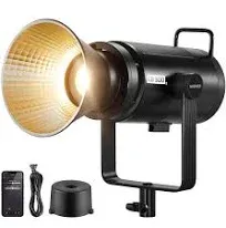 NEEWER CB300B 320W LED Video Light with 2.4G/APP Remote Control, All Metal Bi Color COB Continuous Output Lighting with Bowens Mount 150000lux/1m 2700K-6500K CRI/TLCI97+ 12 Effects for Video Recording