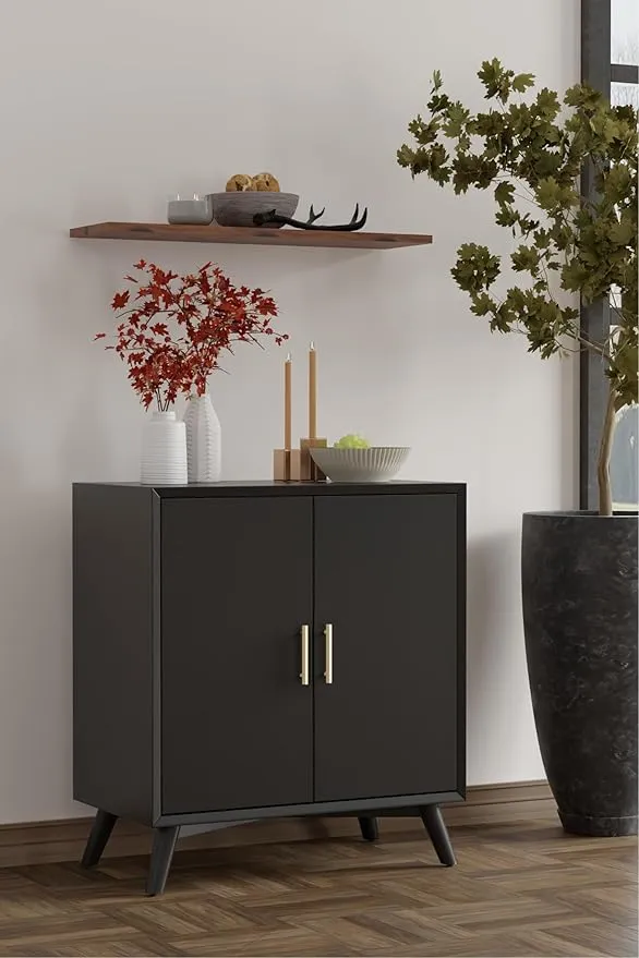 Alpine Furniture Flynn Bar Cabinet, Black