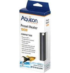 Aqueon Aquarium Fish Tank Preset Heater Up To 40 Ga. , 100 W, Compact. Open Box