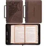 Christian Art Gifts Men&#039;s Classic Bible Cover The Lord is My Strength Lion Exodu