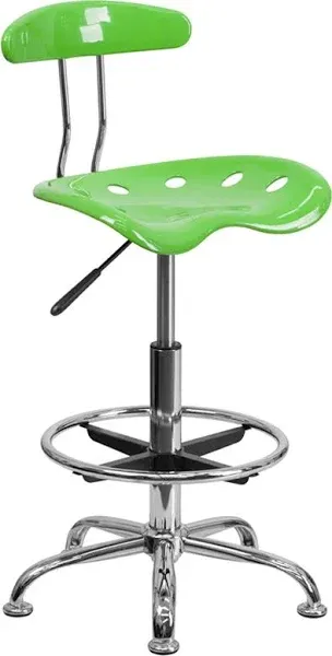 Flash Furniture Black Vibrant Chrome Drafting Stool with Tractor Seat