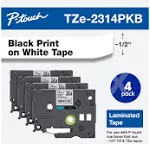 Brother TZE2314PKB P-Touch Label Tape, Black On White, 4-Pack