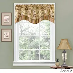 WAVERLY Navarra Floral Pattern Scalloped Window Valance Curtains, 52&#034; x 16&#034;, ...