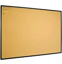 Corkboard Bulletin Board 36 X 24 Notice Board, Black Aluminum Frame Wall Mounted