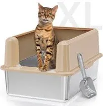 Suitfeel Enclosed Stainless Steel Cat Litter Box