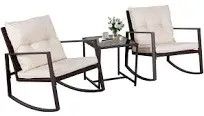 Suncrown Outdoor Patio 3-Piece Rocking Bistro Set