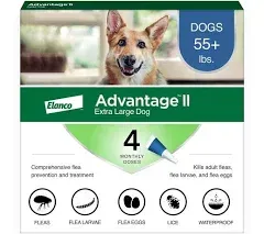 Advantage II For Extra Large Dogs Over 55 lbs, BLUE 4 Pack,New.Seale<wbr/>d 