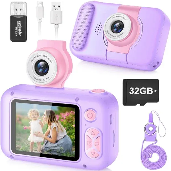 Kid Camera,ARNSSIEN Camera for Kid,2.4in IPS Screen Digital Camera,180°Flip Len Student Camera,Children Selfie Camera with Playback Game,Christmas/Birthday Gift for 4 5 6 7 8 9 10 11 Year Old Girl Boy