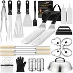 GARELF Flat Top Griddle Accessories Kit, 30pcs Barbecue Grill Tools Set for Blackstone and Camp Chef with Scraper, Kabob Skewers, Spatu