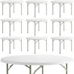 TTKK 60 inch. Round Granite White Folding Table, Heavy-Duty, Hi Top, 10 Pack, for Events