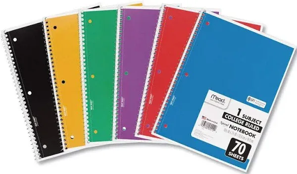 Mead 1 Subject Spiral Notebook