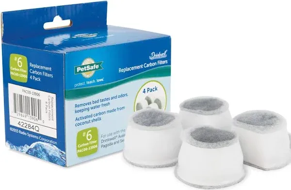 NEW 4 Pack PetSafe Drinkwell Replacement Carbon Filters #6 PAC00-13906 For Water