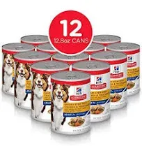 Hill's Science Diet Adult 7+, Senior Adult 7+ Premium Nutrition, Wet Dog Food, Chicken & Vegetables Stew, 12.8 oz Can, Case of 12