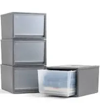 Iris USA 42 Qt. Plastic Drawer Storage Organizer Stacking Drawers 4-Pack