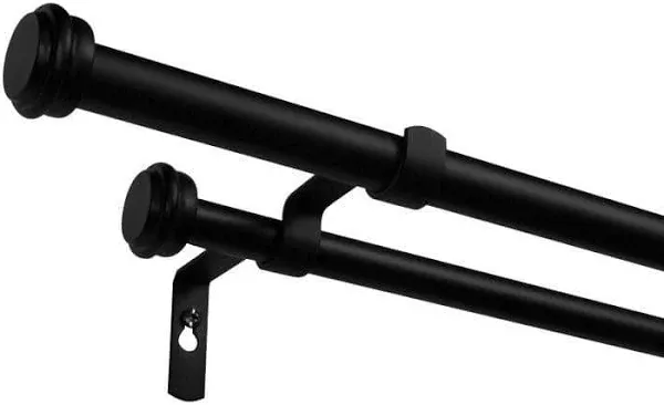 Versatile Double Curtain Rod with Flat Finials - Complete Set for Heavy Fabrics